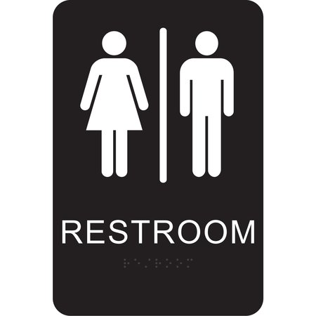 HY-KO Braille Restrooms Signs 6" x 9", 3PK A20010